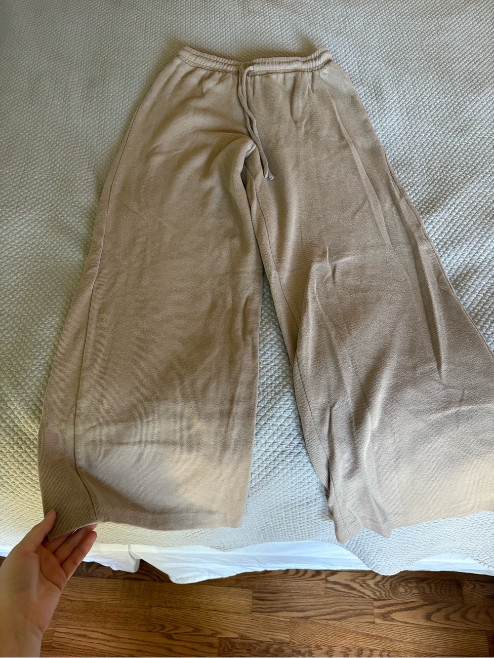Zara Kids Wide-Leg Drawstring Sweatpants in Beige